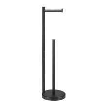 Freistehender Doppelstangen-Toilettenpapierhalter, mattschwarz, Edelstahl, mit 4 Saugnäpfen – 62.9cm
