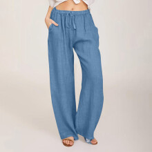 Women's Linen Wide Leg Palazzo Pants with Pockets