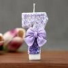 Qocolhg Birthday Candle Purple Glitter Bowknot 3.35 inch