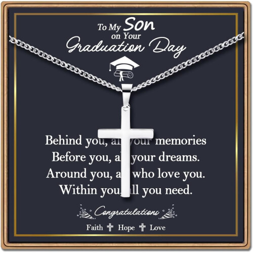 Cross Necklace Silver Cuban Link Chain for Men
