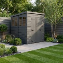 5x8 Pent Composite Shed Tanalised (Single Door, With Windows)