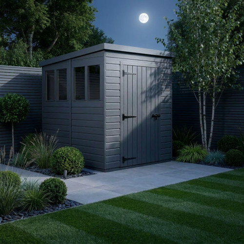 5x8 Pent Composite Shed Tanalised (Single Door, With Windows) 2