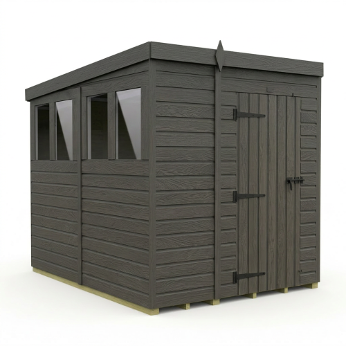 5x8 Pent Composite Shed Tanalised (Single Door, With Windows) 1
