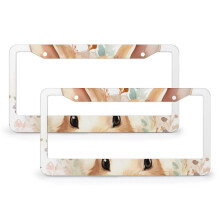 Bunny with Flowers Crown License Plate Cover Aluminum 2 pcs
