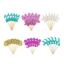 MLINS Mermaid Cake Toppers Ocean Theme 36 Pieces