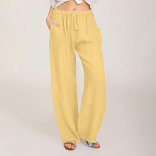 Women's Linen Wide Leg Palazzo Pants with Pockets