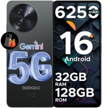 (BLACK) DOOGEE Note 59 5G Smartphone, 32GB(8+24) RAM+128GB ROM, 6.75" HD+120Hz, Android16, 6250mAh, 16MP AI Camera, NFC, Face Unlock, T8200