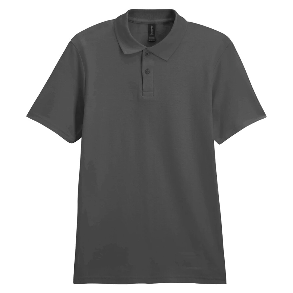 Gildan (S, Charcoal) Mens Softstyle Double Pique Polo Shirt