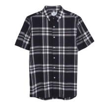 (L, Black/White) Farah Mens Bold Check Cotton Shirt