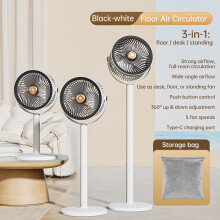 (A) USB Rechargeable Air Cooling Fan - 5 Speeds, Portable |Powerful Airflow |Telescopic Folding Design|Multiple Height Adjustments |