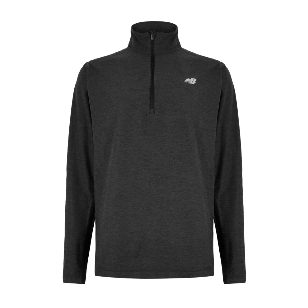New Balance (L, Black) Mens Space Dye Quarter Zip Top