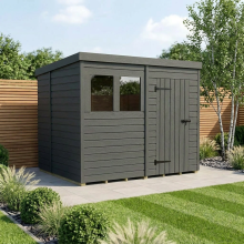 8x6 Pent Composite Shed Tanalised (Single Door, With Windows)