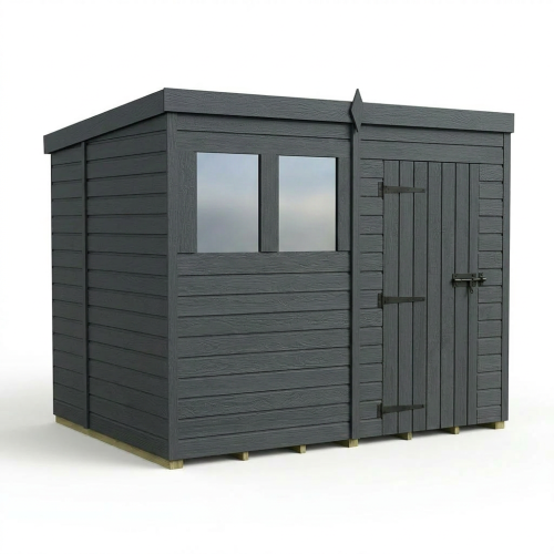 8x6 Pent Composite Shed Tanalised (Single Door, With Windows) 1