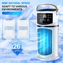 (White) Mini portable refrigeration USB air conditioner fan/humidifier - 3 seconds cooling, 400ml water tank, 6 hours timer, seven colors