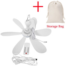(5) Silent 6-blade USB-powered ceiling fan with remote control and timing function, 4 speeds, suitable for camping, bedside,