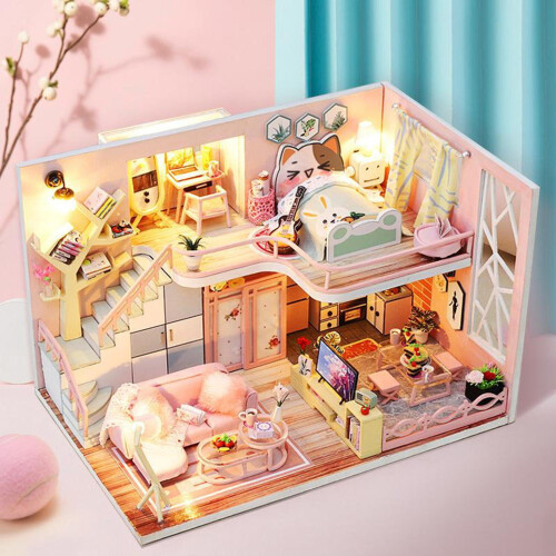 Wooden Dollhouse Model Kit Assembly 2