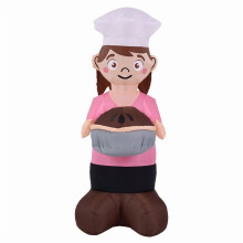 Inflatable Girl with Cake Decor and LED Lights 6 Ft