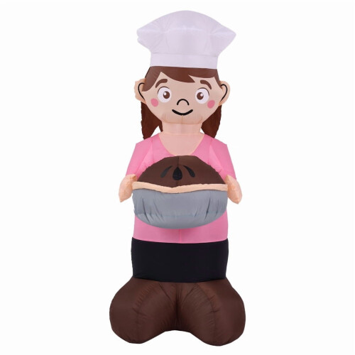 Inflatable Girl with Cake Decor and LED Lights 6 Ft