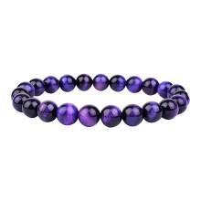 Blue Gold Beaded Stretch Bracelet