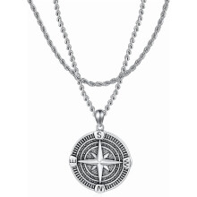 Compass Necklace Sterling Silver for Men