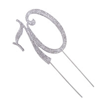 Silver Alloy Cake Topper with Rhinestones 70th Anniversary