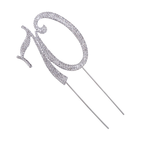 Silver Alloy Cake Topper with Rhinestones 70th Anniversary