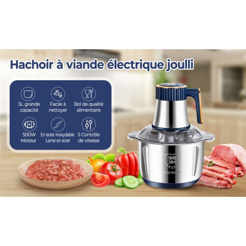 Electric Meat Grinder 5L Food Crusher Multifunction Vegetable Fruit Food Processor Chopper Kitchen Machine US Plug 2