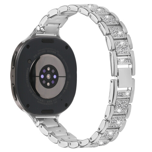 Elegant diamant rustfrit stål urrem kompatibel med Samsung Watch 8 (mindre version) Silver 2