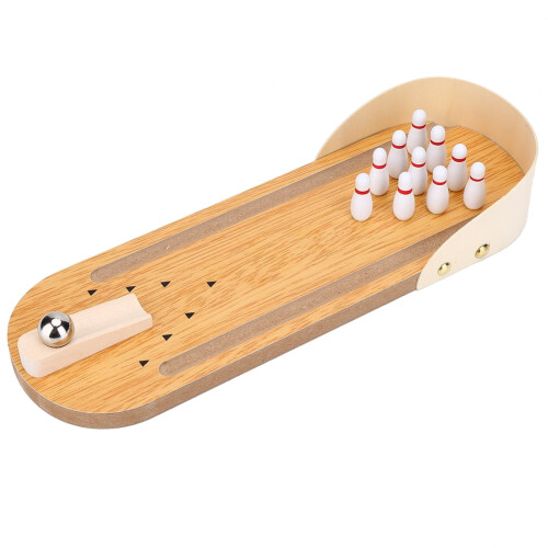 LHCER Mini Bowling Game Set Wooden Table Toy 2