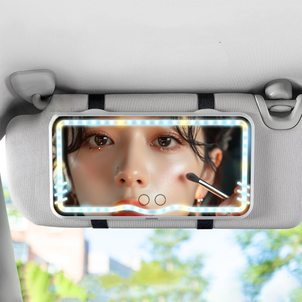 LED Car Vanity Mirror for Sun Visor HD 3-Color Dimmable