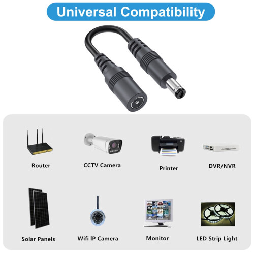 Flexible Power Extension Cable 22AWG DC5.5x2.1mm 2/4/6/8/10 1