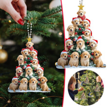 Golden Retriever Christmas Ornament with Hat 3.14 in Yellow