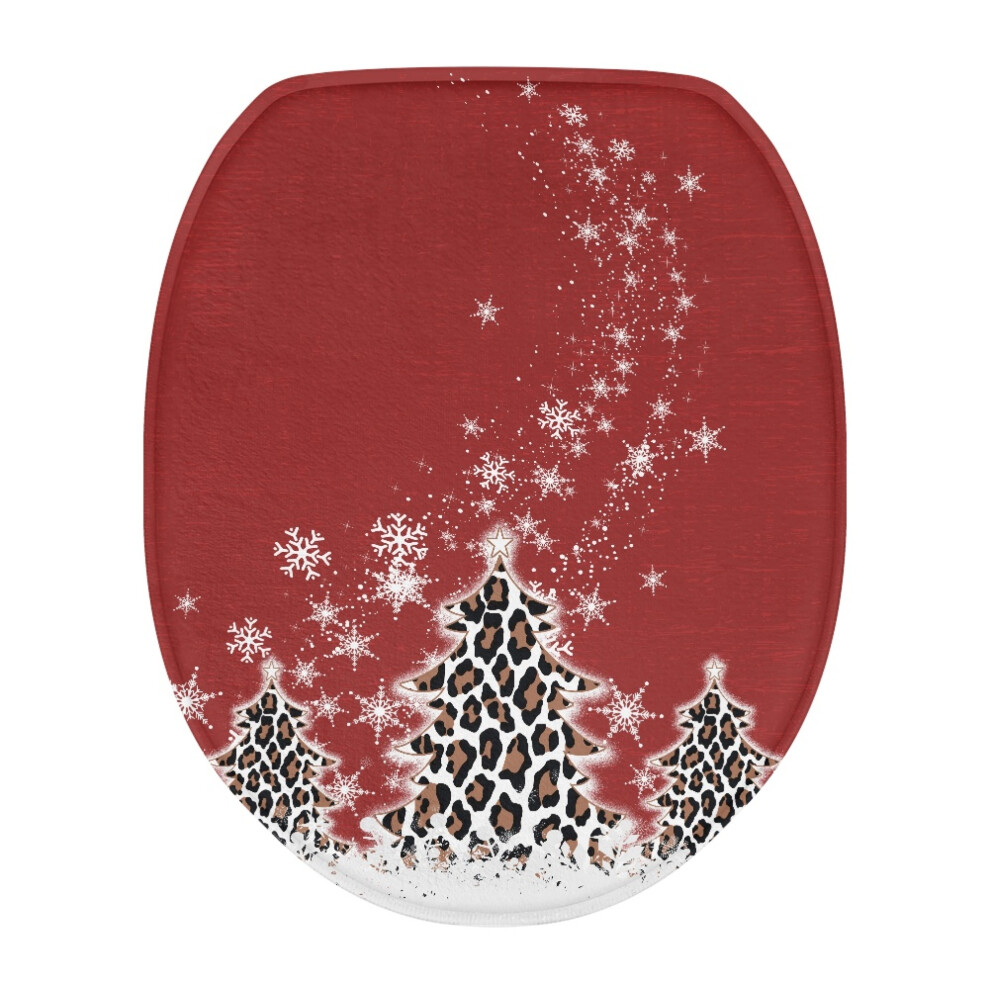 Toilet Lid Cover Christmas Tree Snowflake Leopard Print 928028503481