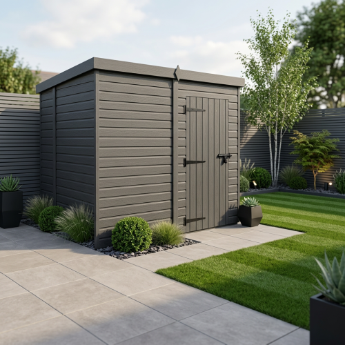 6x8 Pent Composite Shed Tanalised (Single Door, No Windows)