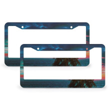 Tropical Palm Tree Beach License Plate Frames Aluminum 2 pcs