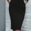Abito midi aderente da donna nero con scollo a V e maniche lunghe 5