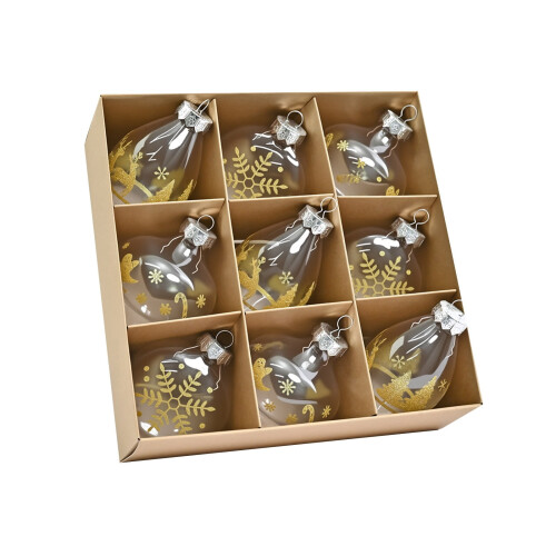 Irregular Transparent PET Gold Christmas Ornaments 9 pcs 1