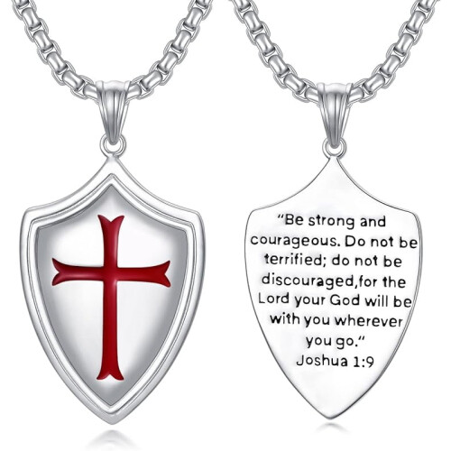 Sterling Silver Knights Templar Cross Pendant Necklace for