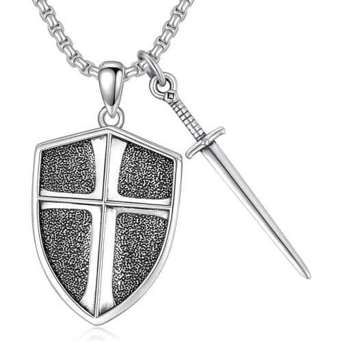 Sterling Silver Knights Templar Cross Pendant Necklace for