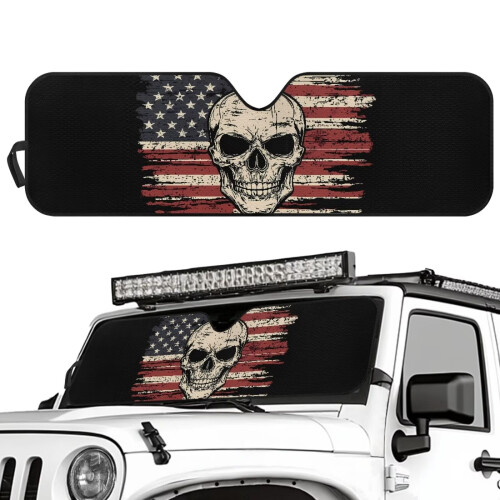 American Flag Skull Windshield Sunshade for Jeep Wrangler 1
