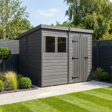 6x8 Pent Composite Shed Tanalised (Single Door, With Windows)