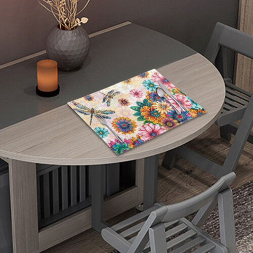 Dragonfly Boho Mandala Flower Placemats 8-Pack 11.817.7 1