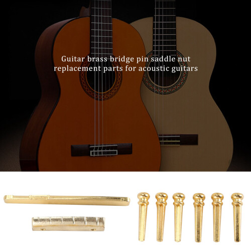 Guitar Brass Bridge Pins Saddle Nut Replacement 6PCS 1