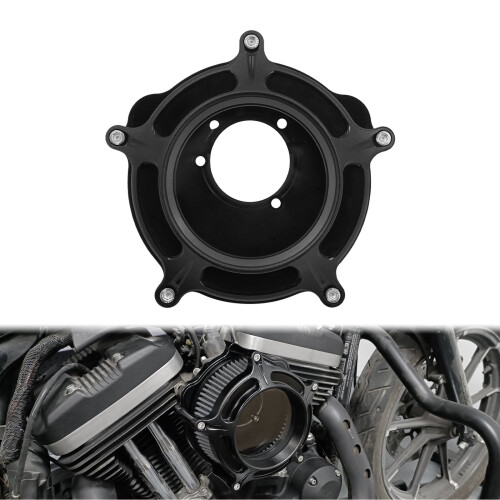Air Cleaner Clear Matte Black with Grey Filter for Harley 2
