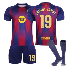 (XS(165CM)) 25/26 Kids Home Soccer Activewear Printing #19 Lamine Yamal Football Jersey