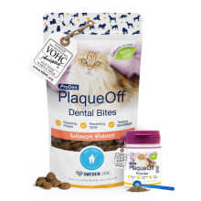 ProDen PlaqueOff Salmon Bites with 40g Powder – Value Bundle for Cat Oral Care,