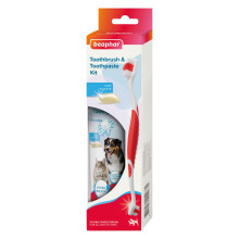 Beaphar - Toothbrush & Toothpaste Dental Care Kit for Cats & Dogs - Double-Ended