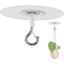 Selbstklebende Deckenhaken (transparent) x10 — PVC + Edelstahl, bohrfrei, wiederverwendbar, Tragkraft 10-15kg