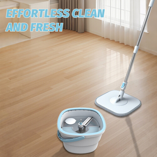 Flat Mop Set,Telescopic Microfiber Floor Mop For Patio Garage Cleaning 2
