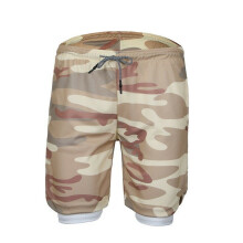 (Khaki,2XL)Mens Gym Fitness Bodybuilding Jogging Sport Shorts Casual Pants With Pockets